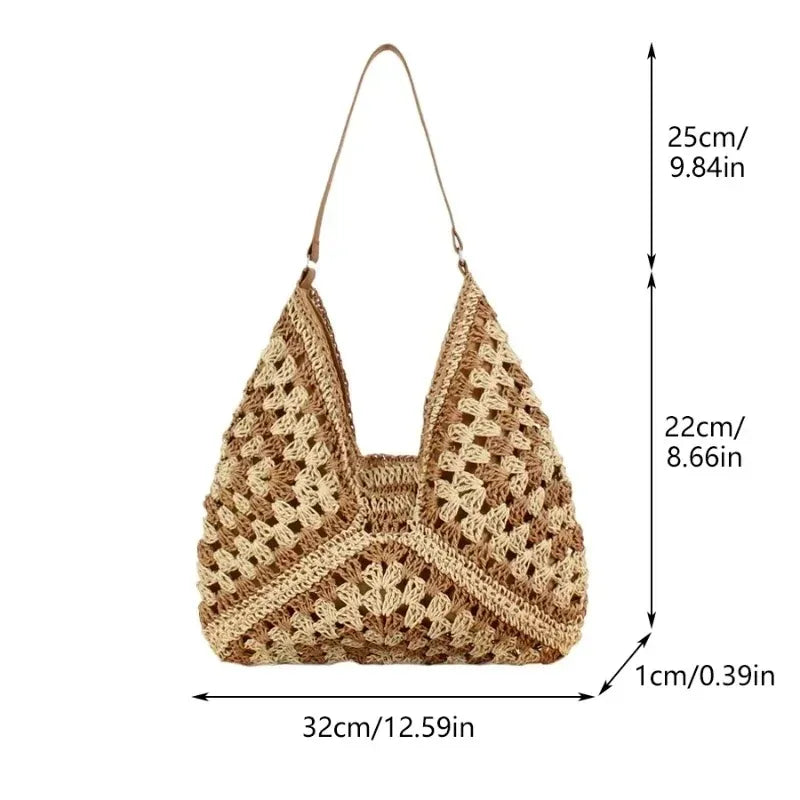 Women Weaving Clutches knit bag Large Portable Shoulder Bag Summer Beach Purses Shopper Satchel Female Tote Bags Handbags