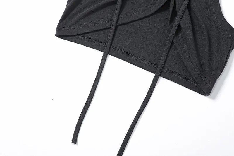 Streetwear Tank Top For Women Clothing Sexy Short Crossover Design Y2k Accessories Mouthpieces Sleeveless Hooded Ropa De Mujer