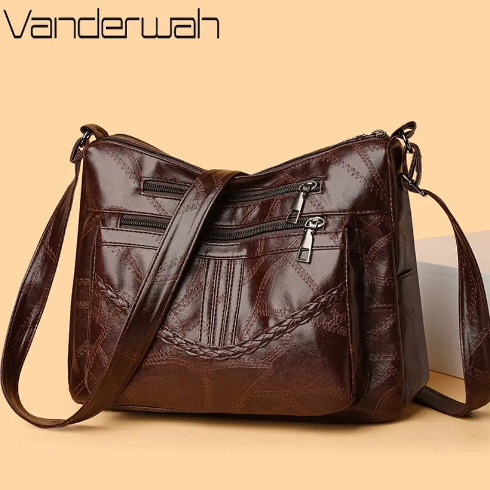 Light Women's Bags for Mom Multi-pocket Design Ladies Crossbody Shoulder Bags Vintage Pu Leather Purses and Handbags Sac A Main