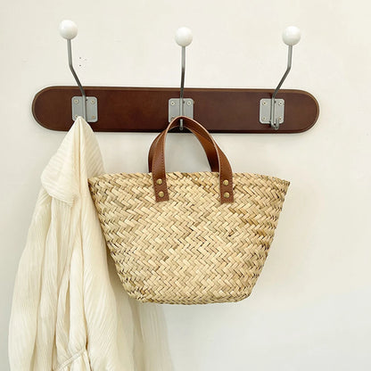 Wicker Woven Basket Bags for Women Handbag Summer Straw Rattan Bag Vacation Travel Beach Bag Handmade Bucket Bags Shopper Tote