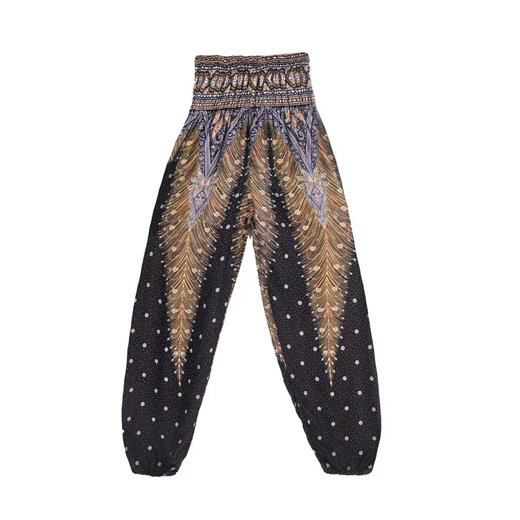 Women's Yoga Pants Printed Ethnic Style Loose Yoga Trousers Bloomers High Waist Fitness Sports Crotch Dance  Sweatpants