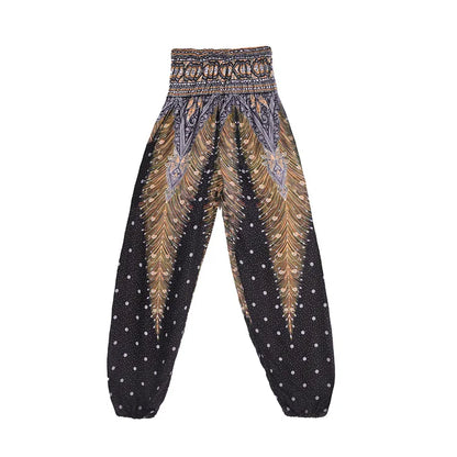 Women's Yoga Pants Printed Ethnic Style Loose Yoga Trousers Bloomers High Waist Fitness Sports Crotch Dance  Sweatpants