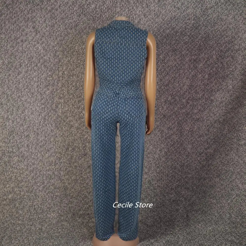 New African girly jeans ripped jeans womens three-piece denim jacket women slit wide leg slit trousers jeans uomo