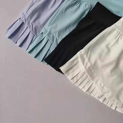 High Waisted Sports Short Skirt Summer New Style Cool Anti Glare Including Lined Shorts Fitness Yoga Quick Drying Pleated Skirt