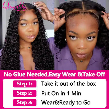 6x4 Water Wave Glueless Wig Human Hair Ready to Wear and Go Glueless Wigs for Women 26 28 30inch Pre Cut 4x6 Curly Wig Brazilian