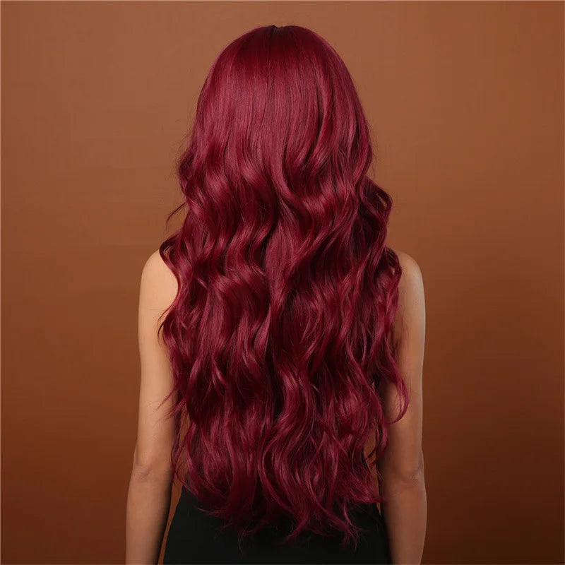 Wig woman air bangs long hair big waves dyed synthetic fiber high temperature silk full head set selling long curly hair