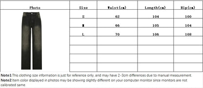 Low Waist Jeans for Women Goth Y2k Style Baggy Jeans Punk New Jeans Wide Leg Denim Pants Kpop Casual Loose Streetwear