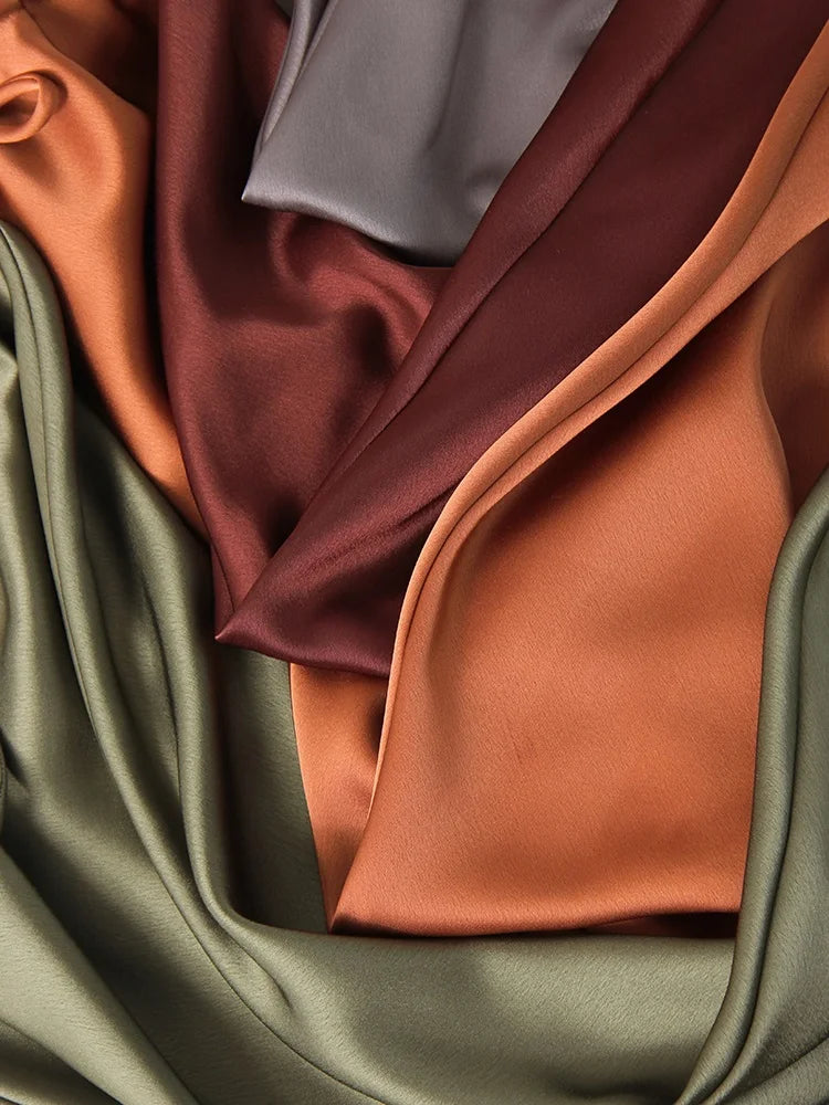 Long Black Satin Skirts Women For Work Summer Autumn Straight Brown Skirt Long Belt Coffee Formal Silk Maxi Skirt For Ladies