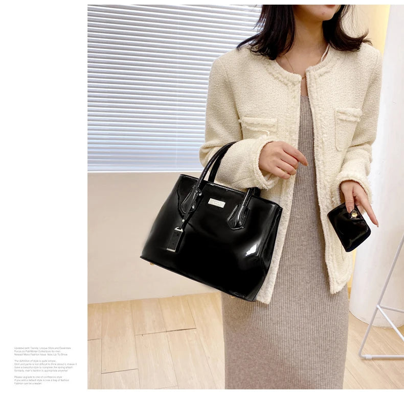 Women Handbags High Quality Patent Leather Women's Bag Fashion Shoulder bag Luxury Tote bag+card package Designer Messenger Bags