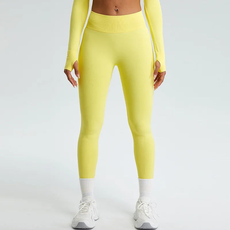 Women Yoga Pants High Waist Ribbed Sport Legging Gym Fitness Leggings Women Seamless Female Legging Tummy Control Running Tights