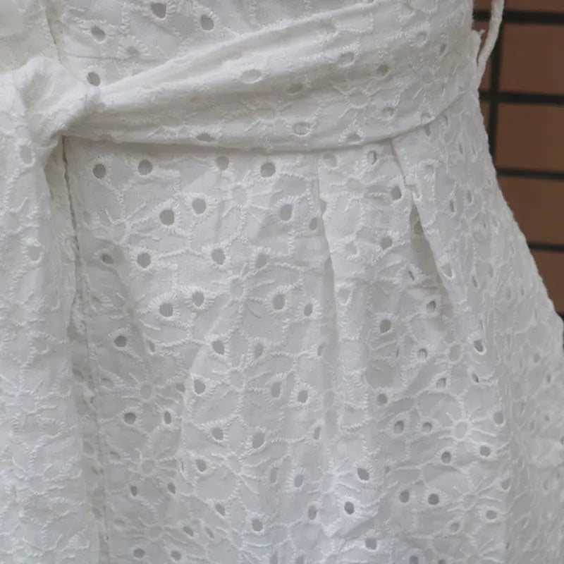 Women White Dress Lace Up Sexy Midi Vestidos Ruffles Sleeveless Bodycon Female Dresses 2022 Buttons Belt Elegant Ladies Clothes