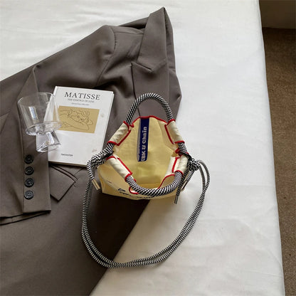 Embroidered canvas bag for women; light single shoulder bag for spring and summer; cross-body handbag.