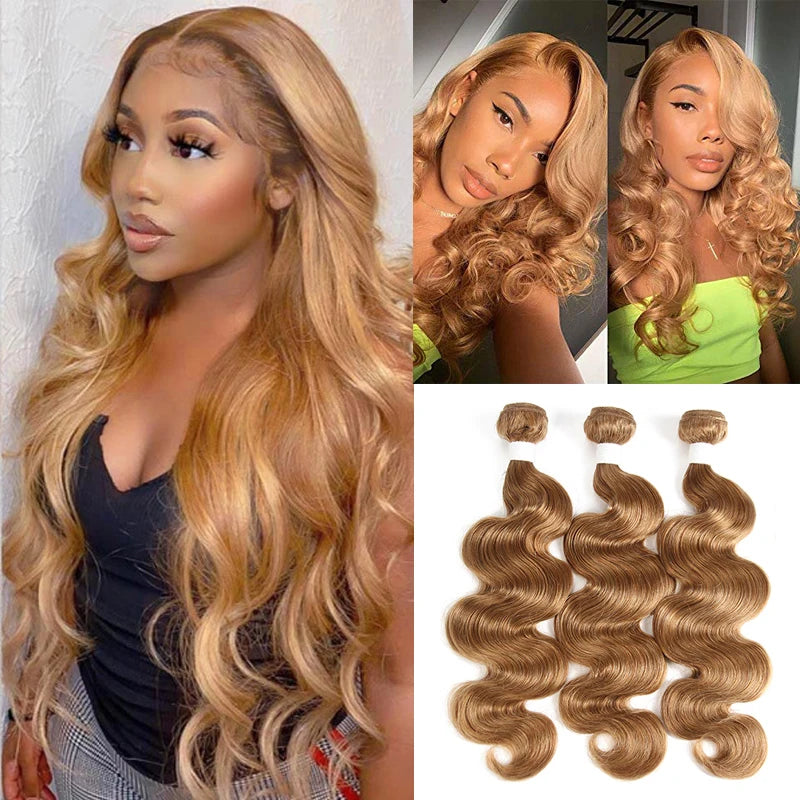 Body Wave Human Hair Bundles Honey Blonde Colored Human Hair Weave Bundles Brazilian Remy Hair Bundle Deals 1 PC KEMY HAIR
