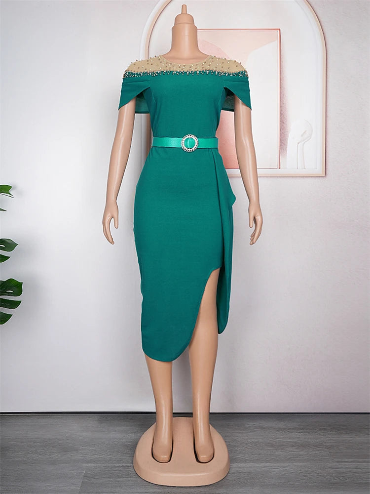 Elegant Party Dresses For Women 2025 Spring Summer Short Sleeve Bodycon Robe African Wedding Prom Evening Dress Ladies Clothing