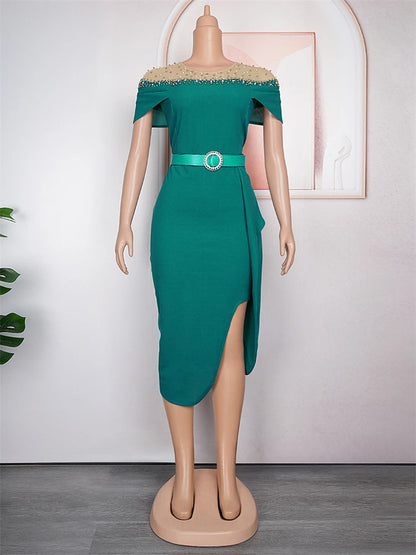 Elegant Party Dresses For Women 2025 Spring Summer Short Sleeve Bodycon Robe African Wedding Prom Evening Dress Ladies Clothing