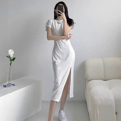 White Dresses for Women 2024 Woman Dress Clothes Midi X New in Chic and Elegant Pretty Cheap Casual Y2k Outfits Harajuku Cotton