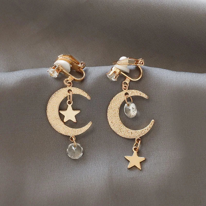 Korean Style Clip on Earrings No Pierced Earrings Women's Party Birthday Fashion Flower Heart Cute Cuff Earrings Ear Clip Gift