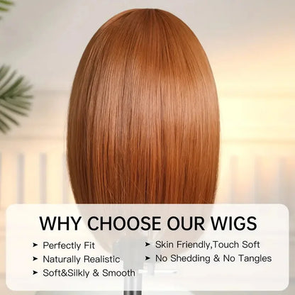 16in Vibrant Orange Straight Synthetic Wig with Bangs -Heat Resistant, Natural Look for Women, Perfect for Daily Wear & Parties
