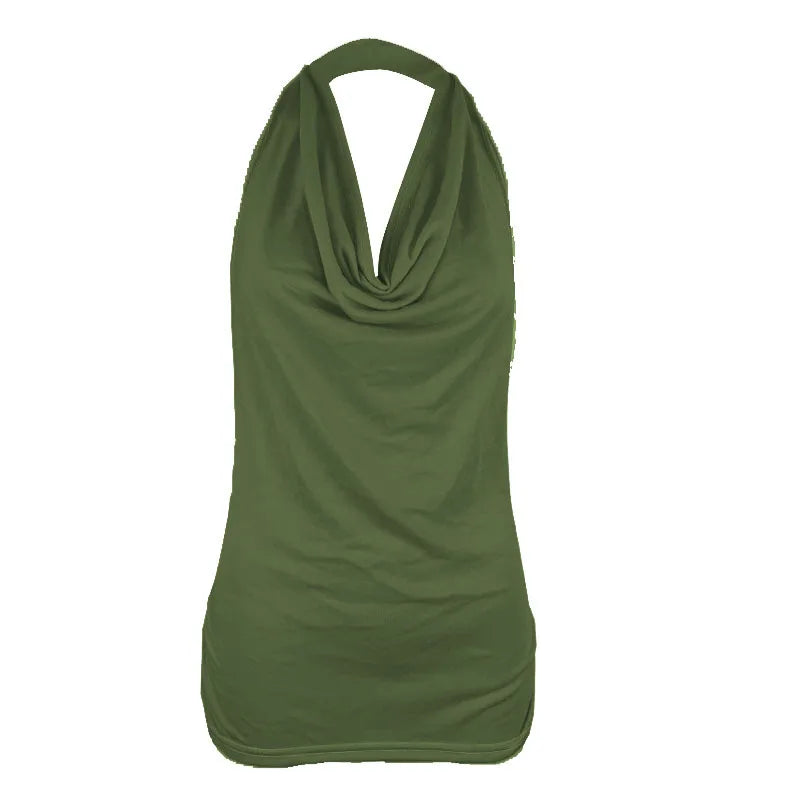 Tank Top Women Drape V Neck Sexy Tanks Camis Skinny Backless Pink Corset Tee Shirt Femme Tops Woman T-shirt