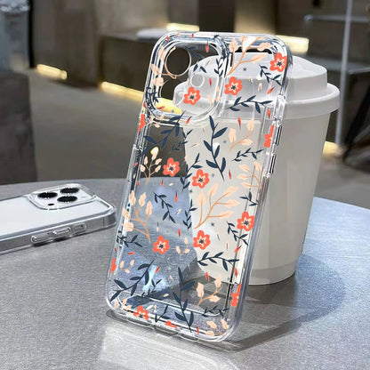 Flower Case For iPhone 11 Cases iPhone 15 12 13 14 16 Pro Max X XR XS Max 14 15 Plus 16Pro iPhone16 Clear Shockproof Cover Funda