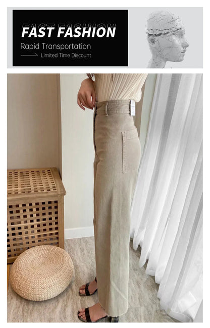 2023 New Women's Wear High Quality Fashion High Waist Straight Slender Wide Leg Jeans