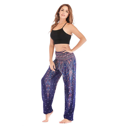Women's Yoga Pants Printed Ethnic Style Loose Yoga Trousers Bloomers High Waist Fitness Sports Crotch Dance  Sweatpants