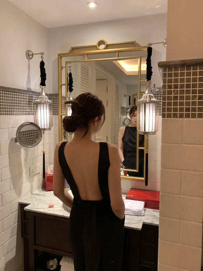 Feminino Sexy Backless Ropa Mujer 2025 Women Top New Sleeveless Clothes Round Neck Tanks & Camis Summer Elegant Tops