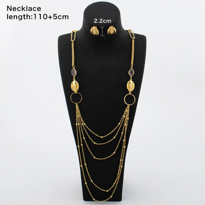Long Necklaces with Earrings for Women Copper Waist Chain 110mm Vintage Pendant Trendy Wedding Party Jewelry Accessories Gifts
