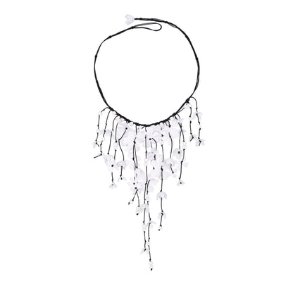 Bohemian Flower Necklace Hand Woven Multi-layer Floral Necklace Exaggerated Collarbone Chain Bridal Dress Accessories for Women