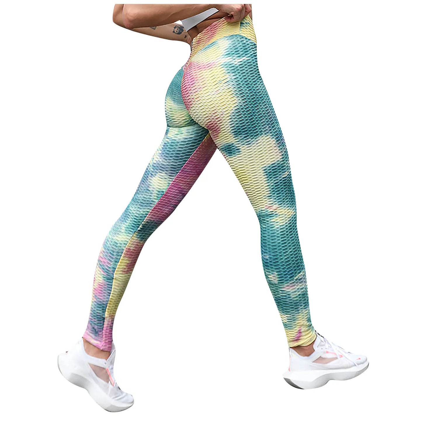 Yoga Pants Tie Dye Seamless Leggings Push Up Women Sports Fitness Contour Yoga Running Pants Elastic Nylon Tights Legging