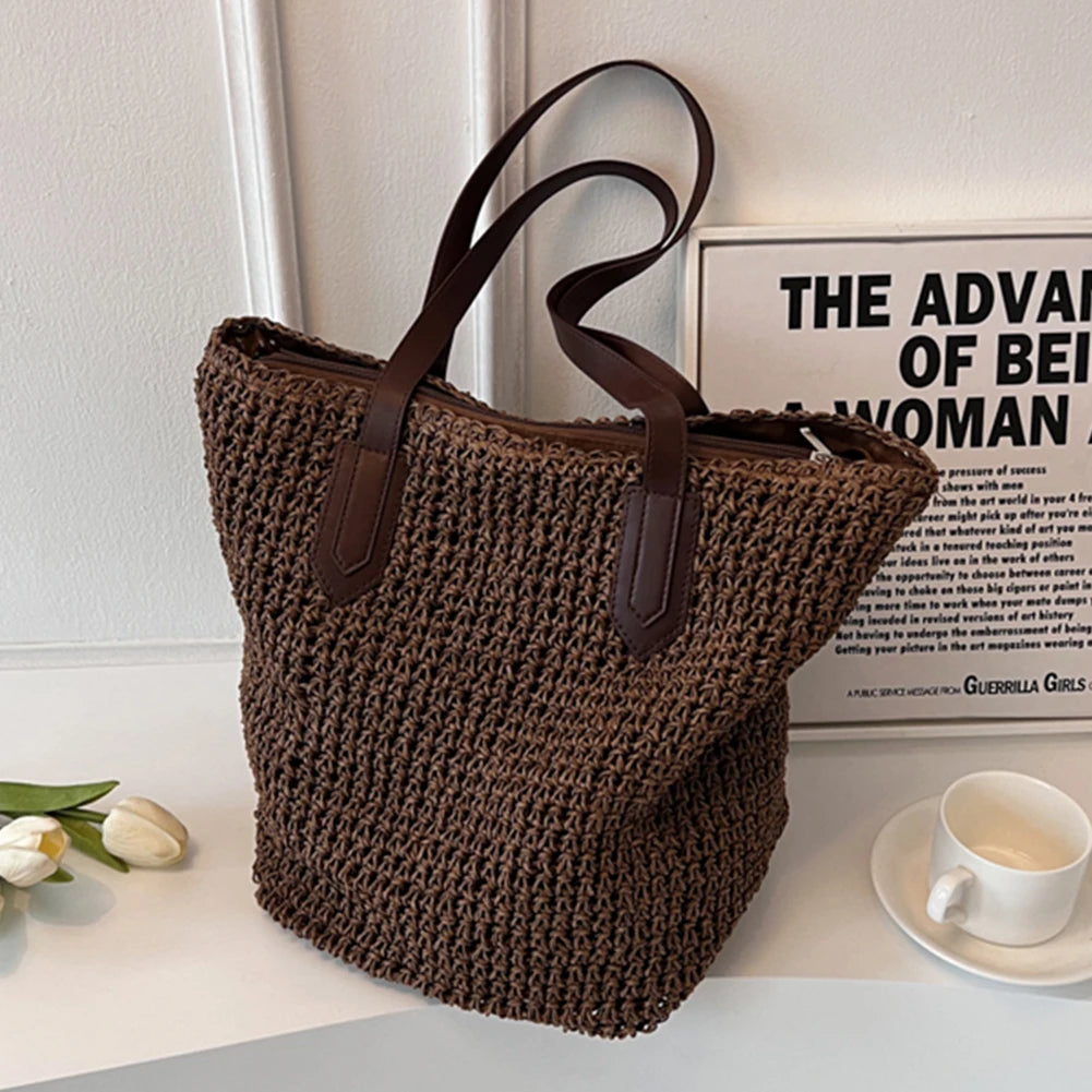 Women Shouder Bag Bohemian Straw Underarm Bag Summer Beach Woven Armpit Bag Large Casual Crochet Tote Bag Shopping Bags