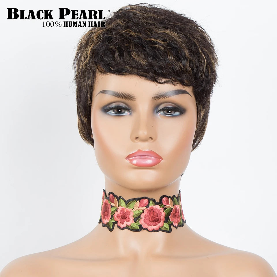 Wear to go Highlight Short Straight Bob Wig Pixie Afro Kinky Curly Bob Side Part Human Hair Wigs For Women Glueless Colored Wig