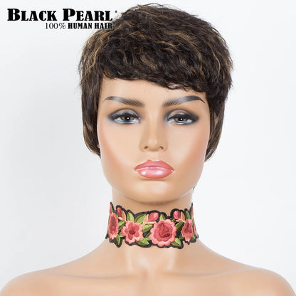 Wear to go Highlight Short Straight Bob Wig Pixie Afro Kinky Curly Bob Side Part Human Hair Wigs For Women Glueless Colored Wig