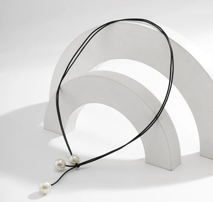 Fashion, simplicity, imitation pearl, clavicle chain, double layer, wax thread, versatile necklace for women