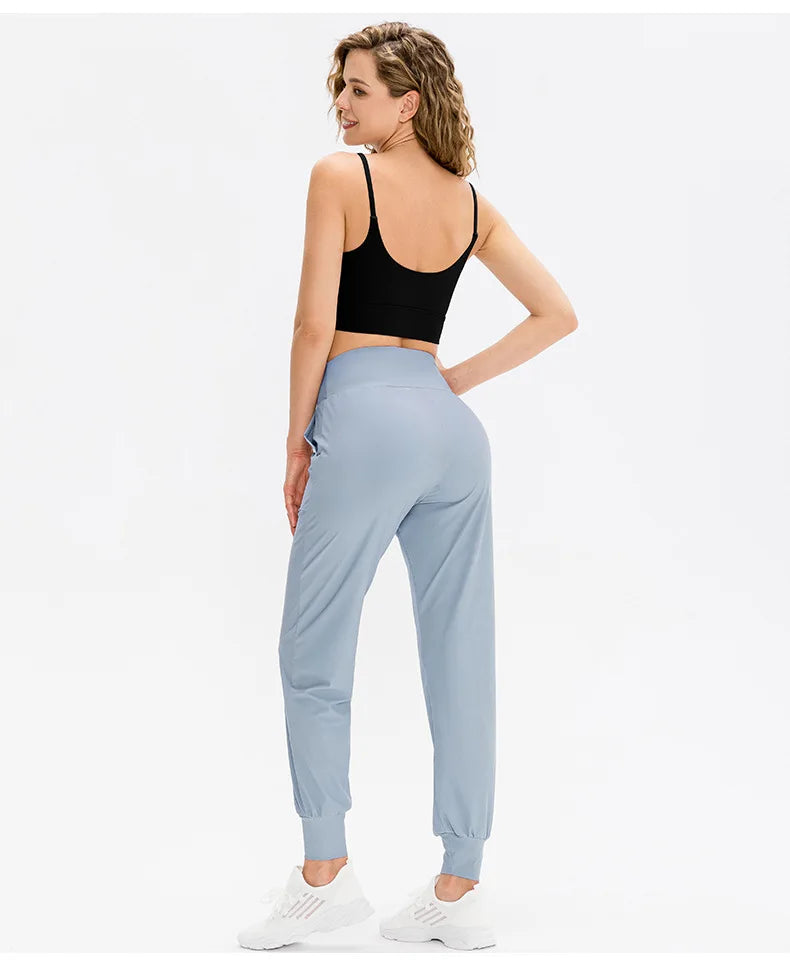 Women Loose Yoga Pants Running Sports Training Trousers with Pocket Casual Quick Dry Fitness Pants Thin for Spring Summer