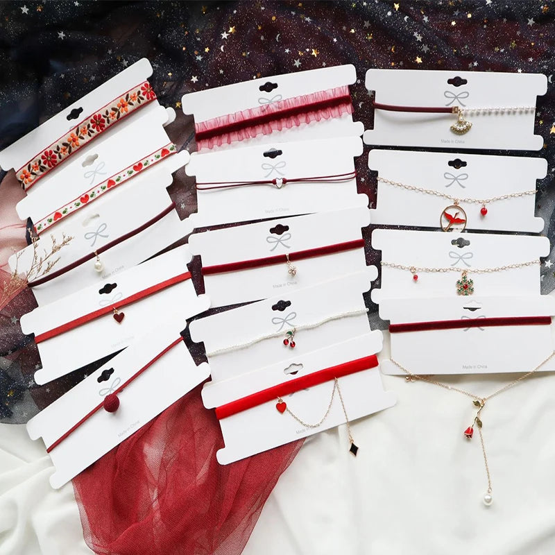 Fashion Lace Necklace For Women Adjustable Elegant Snowfake Strawberry Pendant Velvet Choker Necklace Collar Party Jewelry Gift