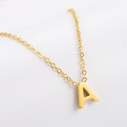 Initial A-Z Letter Necklaces for Women Elegant Chains Choker 26 Alphabet Pendant Necklace Stainless Steel Jewelry collier femme