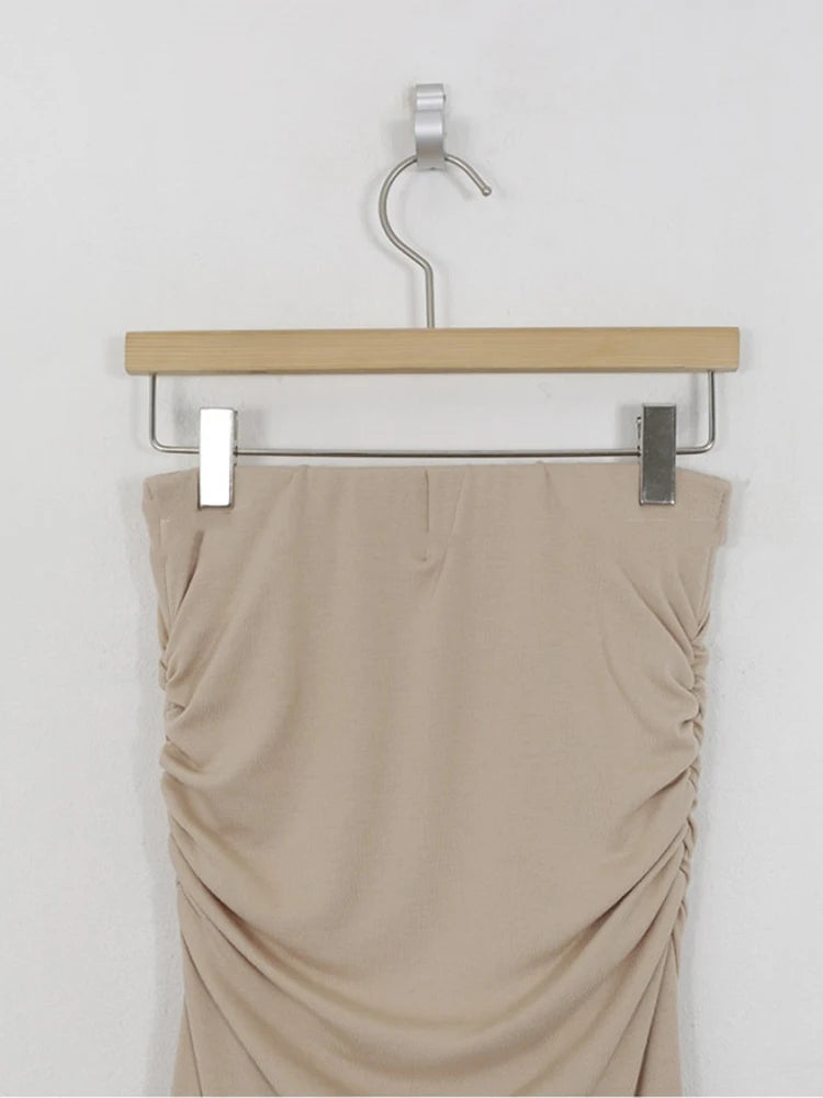 Shirring Satin Skirts for Women High Waisted Skirt 2025 Women A-Line Elegant Skirts Summer Pink Midi Skirt New Korean Style