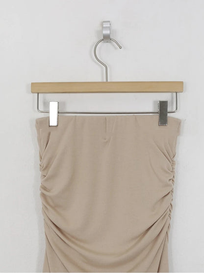 Shirring Satin Skirts for Women High Waisted Skirt 2025 Women A-Line Elegant Skirts Summer Pink Midi Skirt New Korean Style