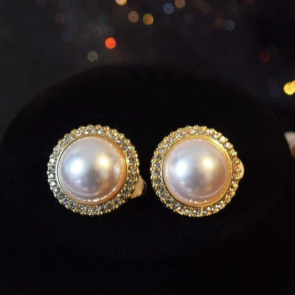 Women Elegant Pearl Double Layers Necklace Earrings Exquisite Vintage Classic Chains For Lady Party Wedding Retro Jewelry Choker