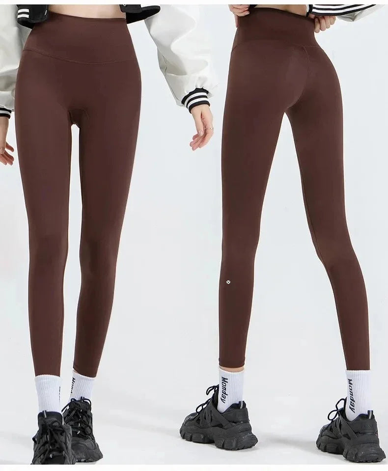 High Waisted Nude Feeling No Embarrassment Line Yoga Pants Women Stretch Firming Lift Hip Sports Fitness Bottom Pants
