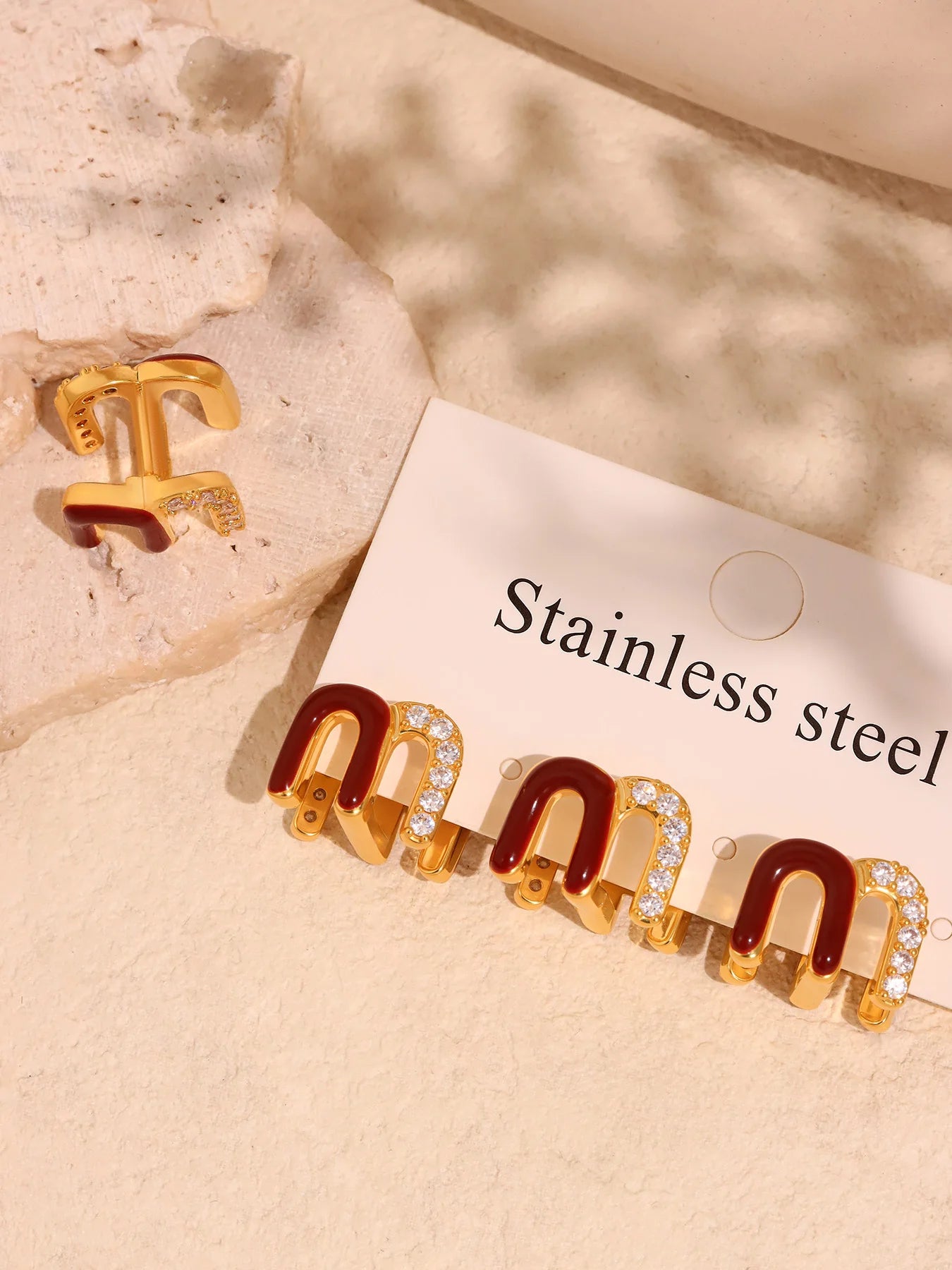 Modern Red Enamel Earrings For Women Copper Gold Plated Female Ear Studs Girls Charming Daily Jewelry