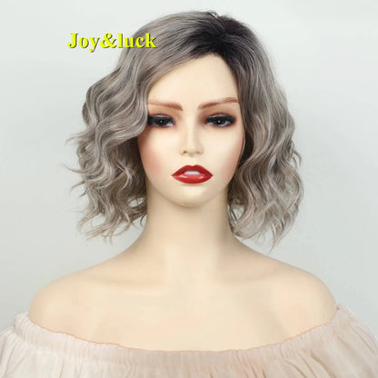 Synthetic short wavy wig for women, with a trendy and fashionable design, is suitable for daily wear or attending parties