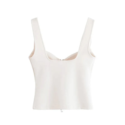 Women's Tops Summer 2025 New Elastic Tight-Fitting Elegant Summer Holiday Tops Women's Street Chic Youth Fashion Joker Vest Tops