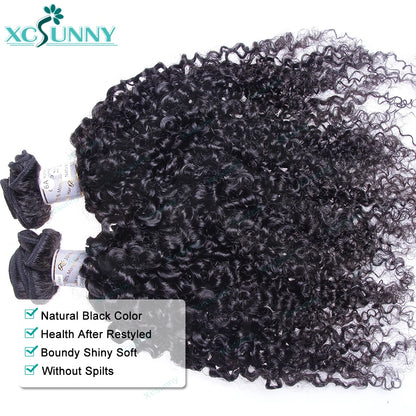 Kinky Curly Human Bundles Double Drawn Burmese Kinky Curly Weave Human Hair Weft Hair Extensions For Black Women