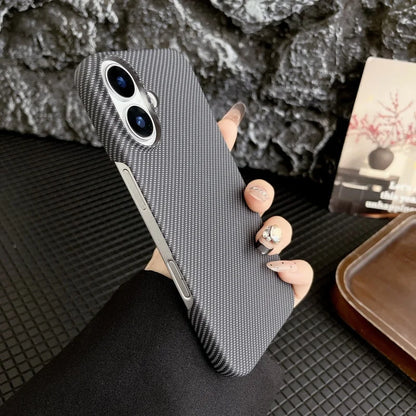 Simple Slim Matte Carbon Fiber Frameless Phone Cases for iPhone Shockproof Hard Cover 16 15 14 plus 13 12 pro Max 11 Half Pack