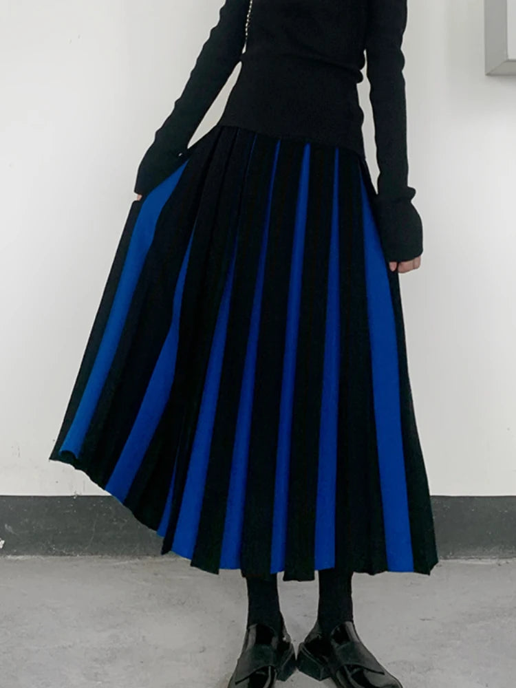 Long Skirts for Women Winter Knitted A-LINE Skirt Black White Luxury Elegant Women's Skirts Fashion 2025 High Waist Slim Skirts