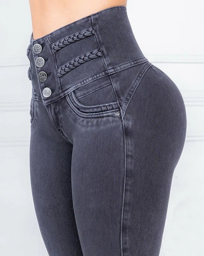 2025 Skinny Jeans For Women Stretch Gray and Blue Denim Sexy High Waist Slim Female Fashion Office Trendy Waisted Vintage Pants