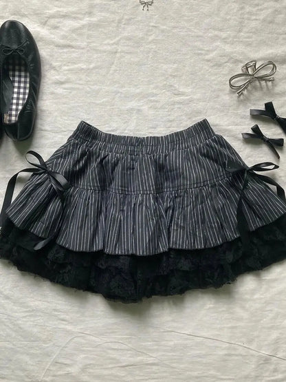 Y2k Skirts Summer Sexy Sweet Girl Clothes Bow Punk 2000s Kawaii Casual Cute Skirt Bottom Korea Gothic High waist Women Skirts