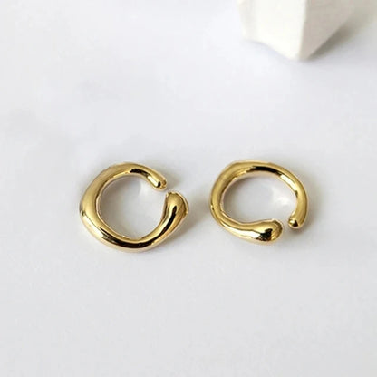 Golden Earrings without Piercing Geometric Round Ear Cuff Minimalist Cartilage Earrings Women Simple Jewelry